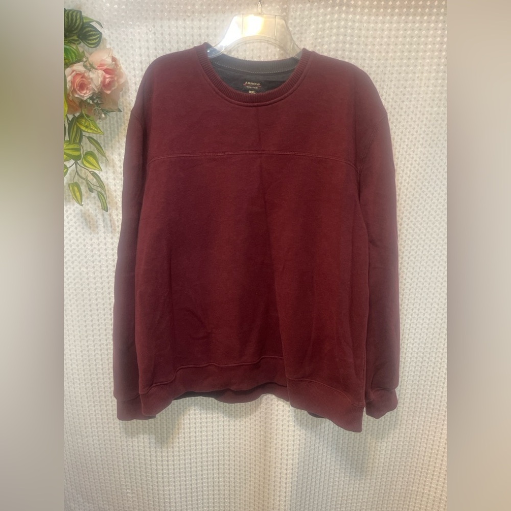 Arrow Men’s Burgundy Crewneck Sweater XXL Cotton Blend Pullover